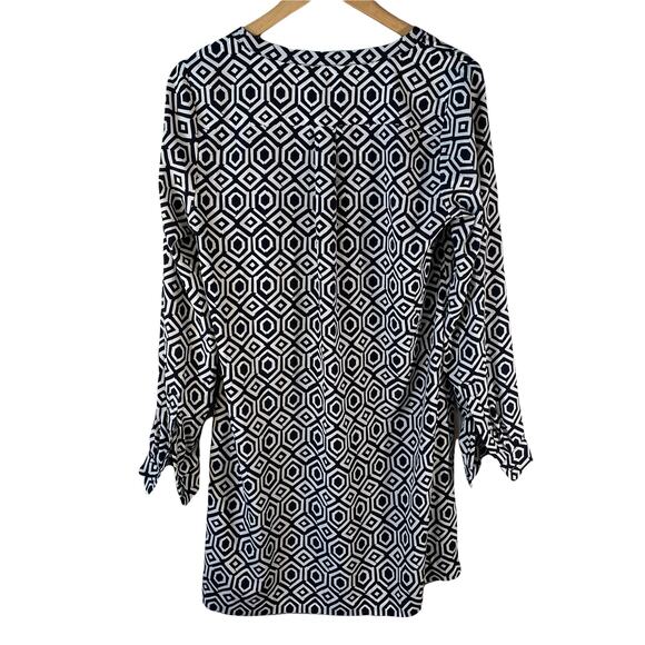 GAP Women's Long Sleeve Geometric Shift Work Dress Navy White Size Small Career - Picture 2 of 7